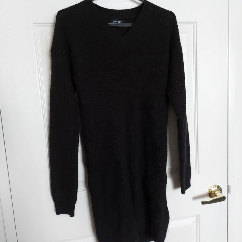 Black Knit Sweater Dress from Boohoo